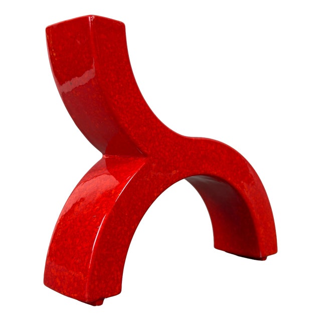 Space Age Vase Red Ceramic by Pietro Arosio for Parravicini, 1970s For Sale