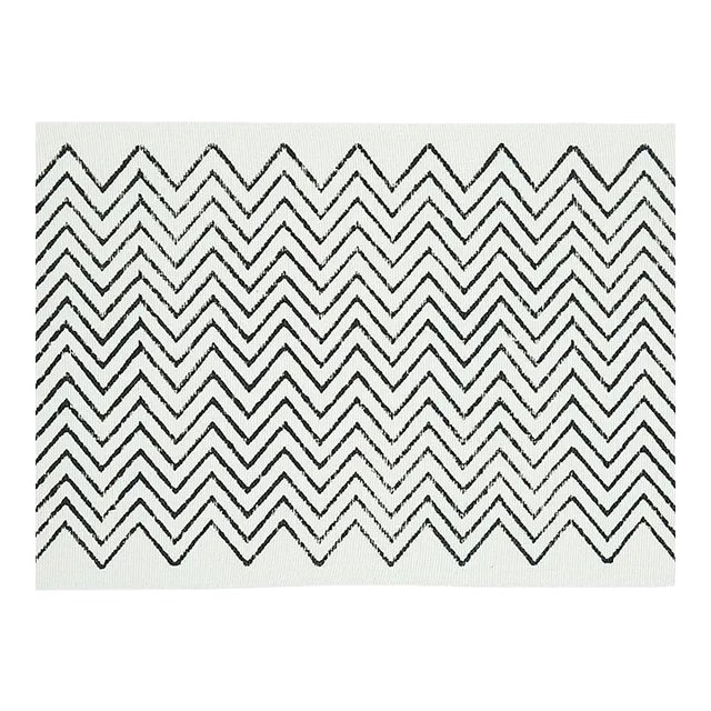 Sample - Schumacher Leora Hand Blocked Tape in Charcoal For Sale