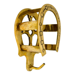 Vintage Brass Horseshoe Wall Hat Holder & Hook – Western / Equestrian Style