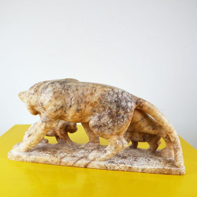 Feline with Cubs Figurine in Marble For Sale - Image 8 of 12