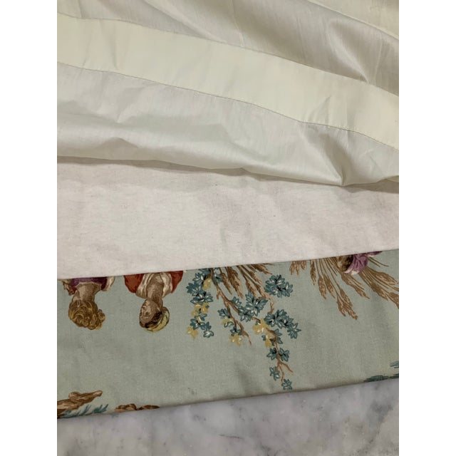 Kravet 3 Pair Custom Designer Fabric Multi-Color Toile Drapery Panels / Curtains / Drapes - Kravet’s Guinevere Sage Green - Pinch Pleat Pleated Curtains For Sale - Image 4 of 11