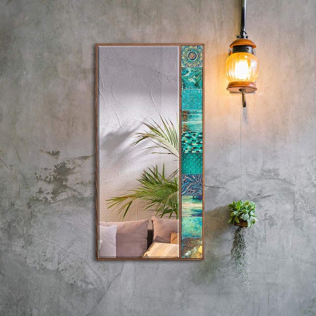 Farland Handmade Natural Wood Framed Wall Mirror For Sale - Image 4 of 5