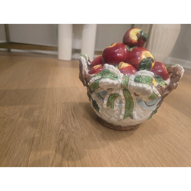 Mid 20th Century Ceramic Decorative Bowl With 3d Red Apples Design For Sale - Image 5 of 6