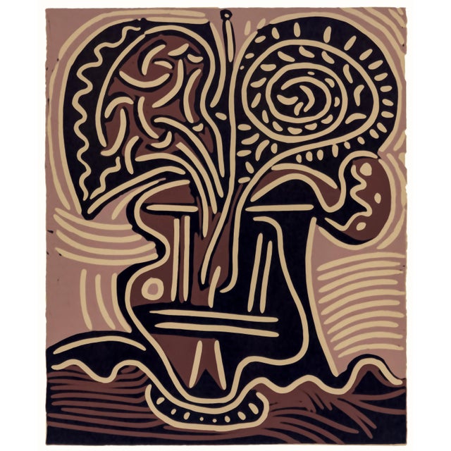 Original 1962 linoleum cut engraving (linocut) after and approved by Pablo Picasso from "Picasso Linoleum Cuts Bacchanals,...