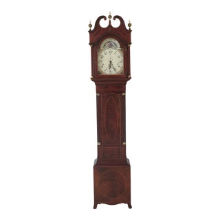 1990s Vintage Sligh Henry Ford Museum Federal Inlaid Mahogany Grandfather Clock For Sale