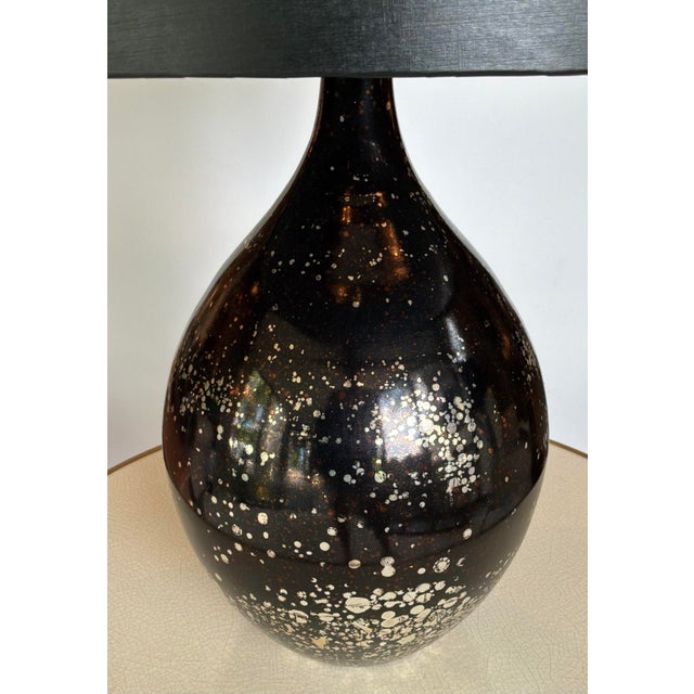 Stylish Arteriors Modern Reactive Mercury Glass Table Lamp, black shade, showroom floor sample