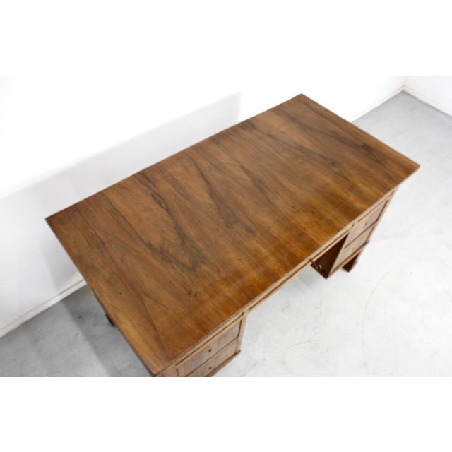 Italian Art Deco Walnut Burl Desk, 1930s For Sale - Image 10 of 11