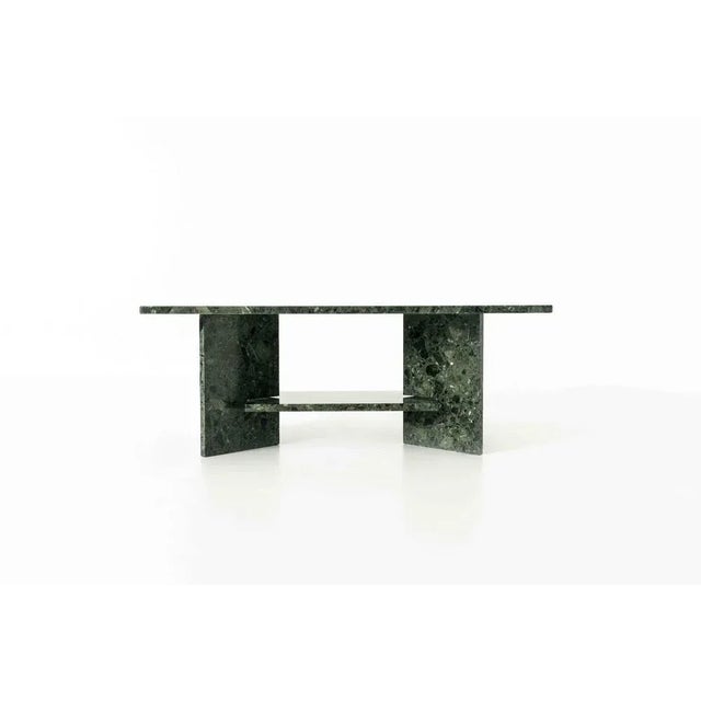 Vintage Italian Green Marble Coffee Table, 1980s For Sale - Image 4 of 11