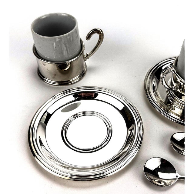 Silver Plate Demitasse Set for 2 For Sale - Image 10 of 10