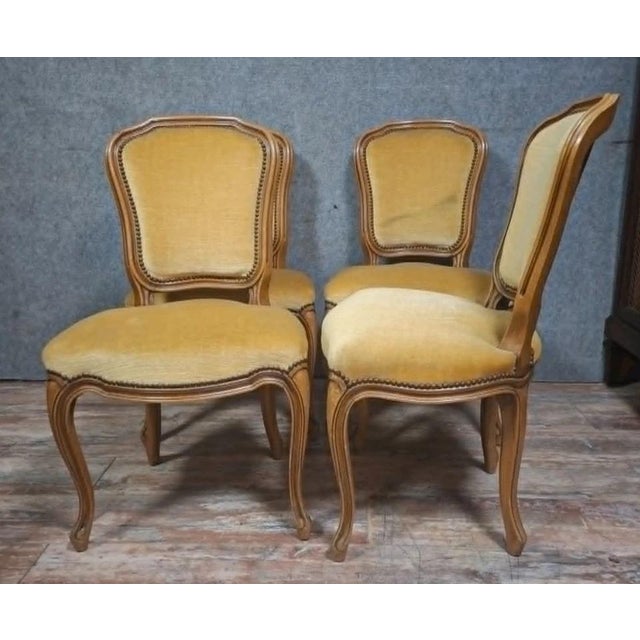 Wood Antique Louis XV Style Chairs in Carved and Ground Wood, Set of 4 For Sale - Image 7 of 10
