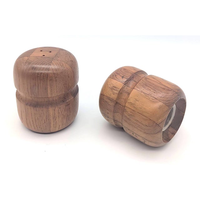 Mid-Century Modern Mid 20th Century Teak Wood Salt and Pepper Shakers, a Pair For Sale - Image 3 of 9