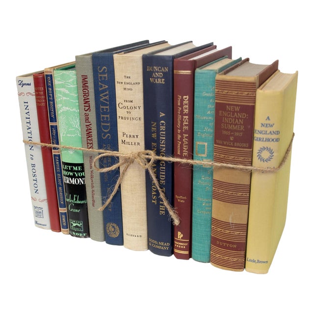 Decorative Books - Vintage New England Book Bundle - 1 foot of Books For Sale