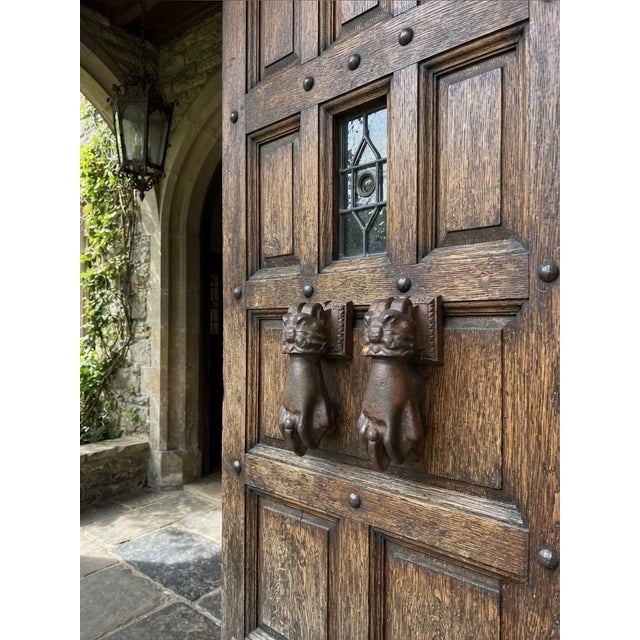 Pair of Vintage Victorian-Style Cast Iron Hand Door Knockers For Sale - Image 11 of 12