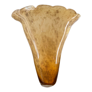 Vintage Murano Style Amber Art Glass Fluted Vase