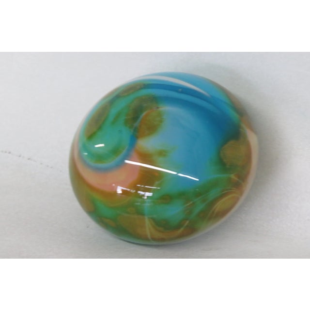 Hand Blown Art Glass Paperweight Tie Dye Style For Sale - Image 9 of 12
