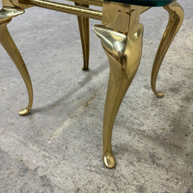 Vintage Hollywood Regency Labarge Style Brass and Glass Side End Coffee Table For Sale - Image 10 of 12