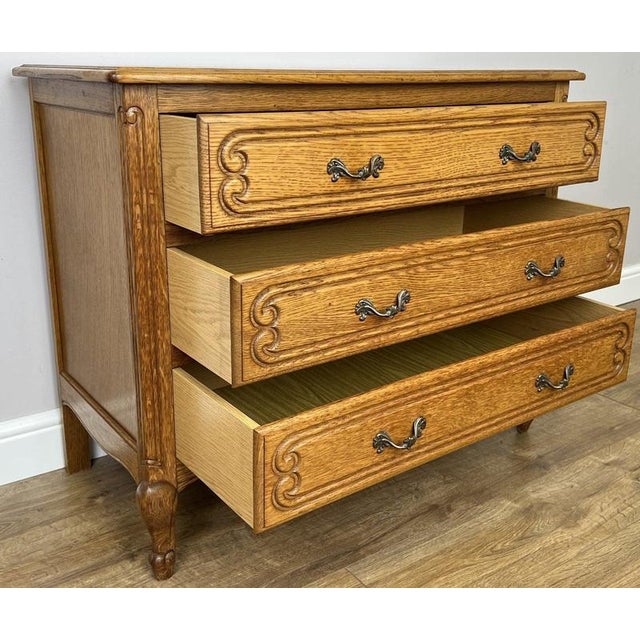 Vintage French Louis Oak Chest of 3 Drawers For Sale - Image 12 of 13