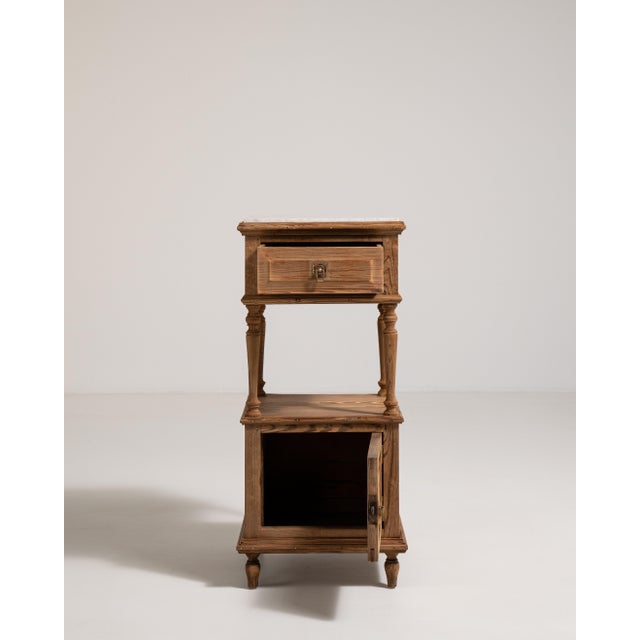 Oak Side Table with Marble Top, Antique, France, Early 20th Century For Sale - Image 14 of 14