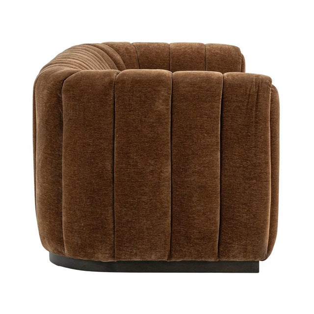 Mid-Century Modern Copper Velvet Tufted Sofa For Sale - Image 3 of 8