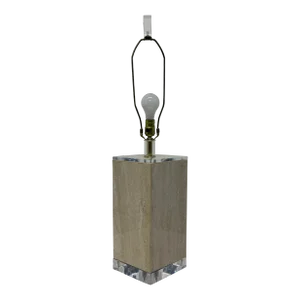 Polished Travertine and Lucite Table Lamp by Bauer Lamp Company, 1970s