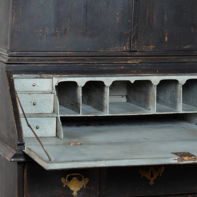 Late 18th Century Late 18th Century Danish Black Painted Oak Secretary Bureau For Sale - Image 5 of 10