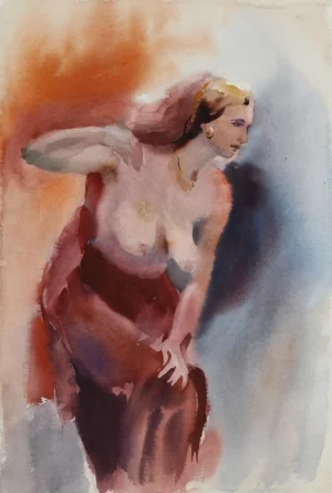 Eve Nethercott, Posing Nude (62), Watercolor