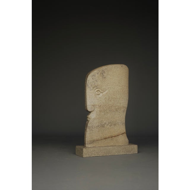 Large Stone Sculpture of Stylised Head, 1970s For Sale - Image 4 of 15