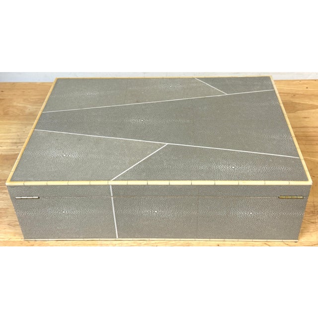 Monumental Geometric Faux Shagreen and Ivory Decorative Box For Sale - Image 13 of 16
