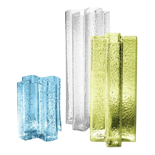Cross Blown Glass Vases by Bodil Kjaer for Cassina, Set of 3 For Sale