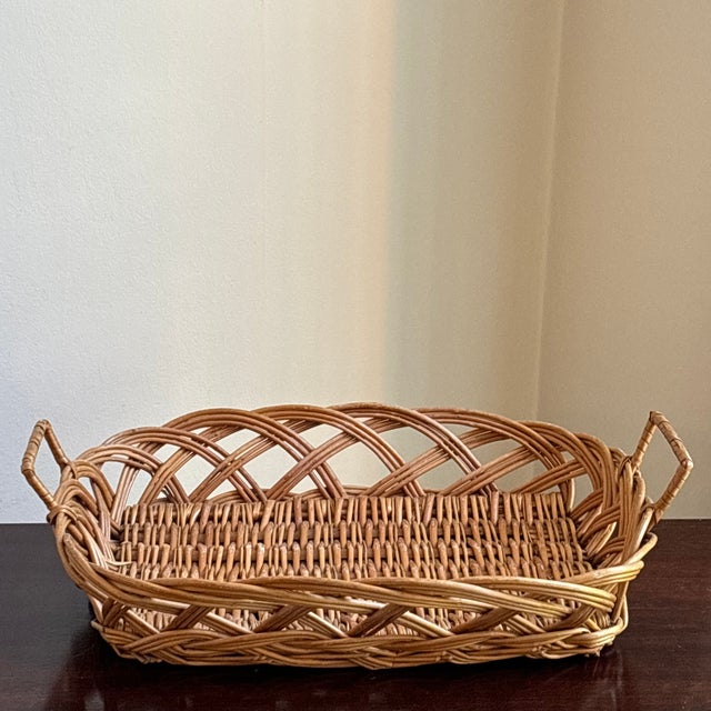Mid-20th Century Mediterranean-Style Openwork Basket Tray For Sale - Image 12 of 12