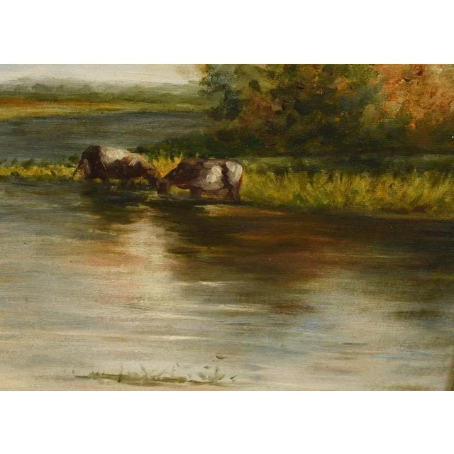 Gold Victorian Artist, Pastoral River Scene, 1980s, Oil on Canvas, Framed For Sale - Image 8 of 9