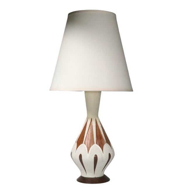 Wood Mid 20th Century Ceramic and Wood Veneer Table Lamps - a Pair For Sale - Image 7 of 15