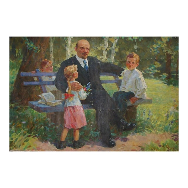 Lenin Portrait Oil Painting, Soviet Socialist Realism Art, 1970s 100-149 For Sale