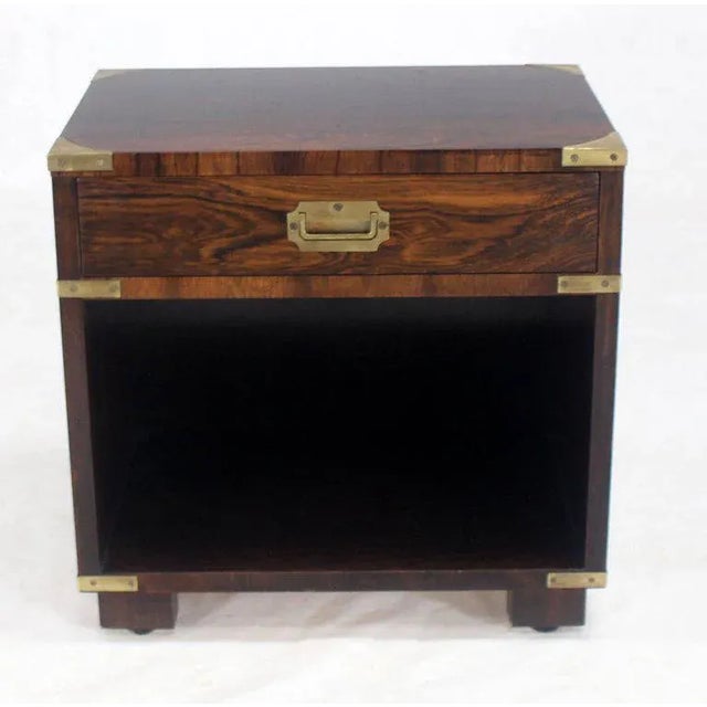 Brown 20th Century Campaign John Stuart Rosewood and Brass Nightstand For Sale - Image 8 of 9