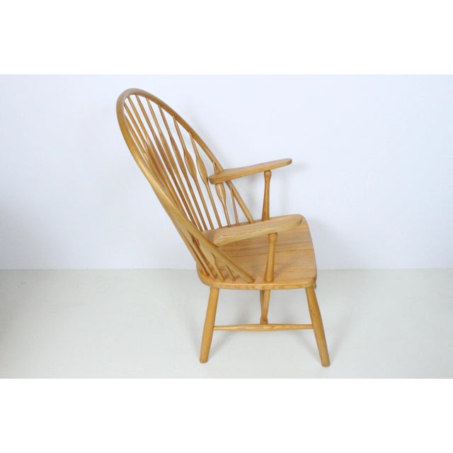 1970s Vintage Hans Wegner Style Ash Peacock Arm Chair For Sale - Image 12 of 13