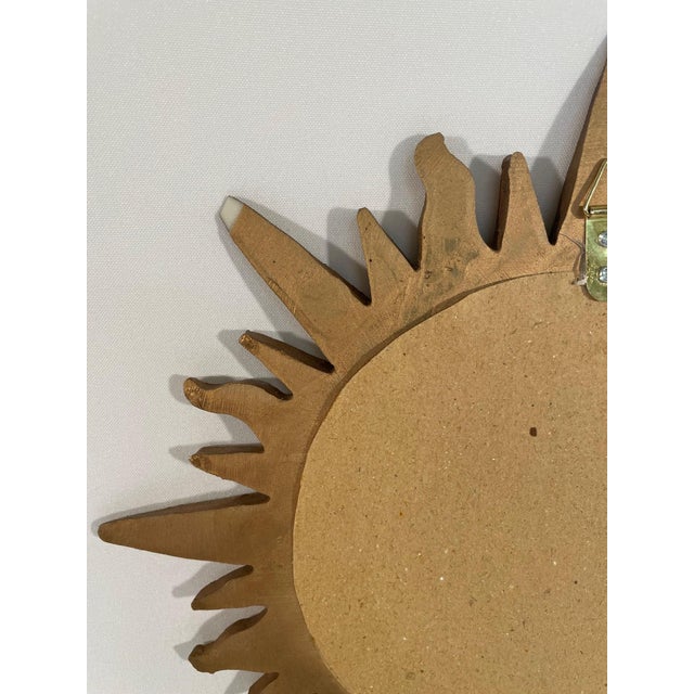 Mid 20th Century 12.5" Gold Gilded Sunburst Wall Accent Mirror For Sale - Image 11 of 17