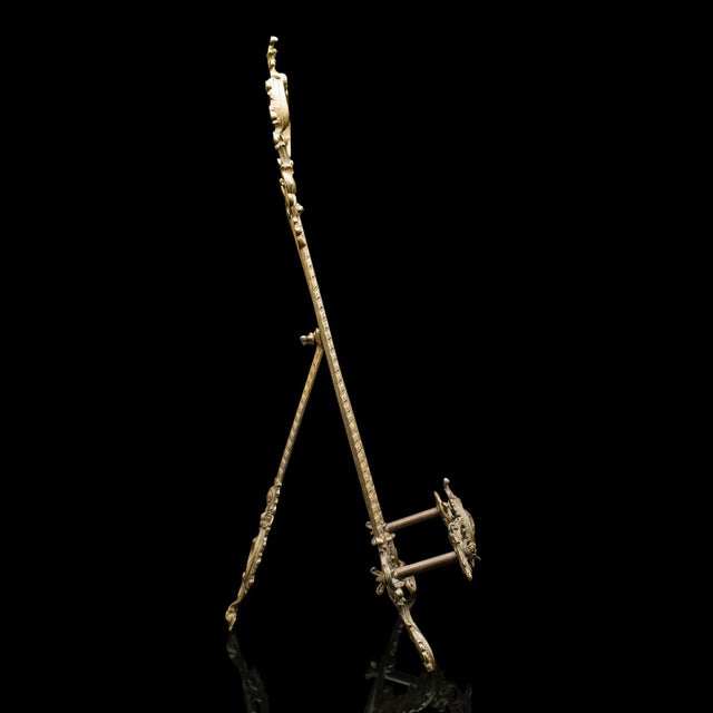 Rococo Tall Vintage Picture Easel, English, Gilt Metal, Rococo Revival, Artwork Stand For Sale - Image 3 of 12