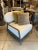 Modern Wood Frame Linen Accent Chair For Sale - Image 9 of 9