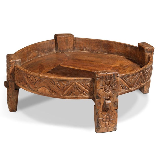 Mid 20th Century Carved Chakki Table, 1940s For Sale - Image 4 of 4