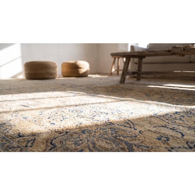 Impressive Beige Background Color With Fine Floral Design Antique Persian Kerman Rug For Sale In New York - Image 6 of 8