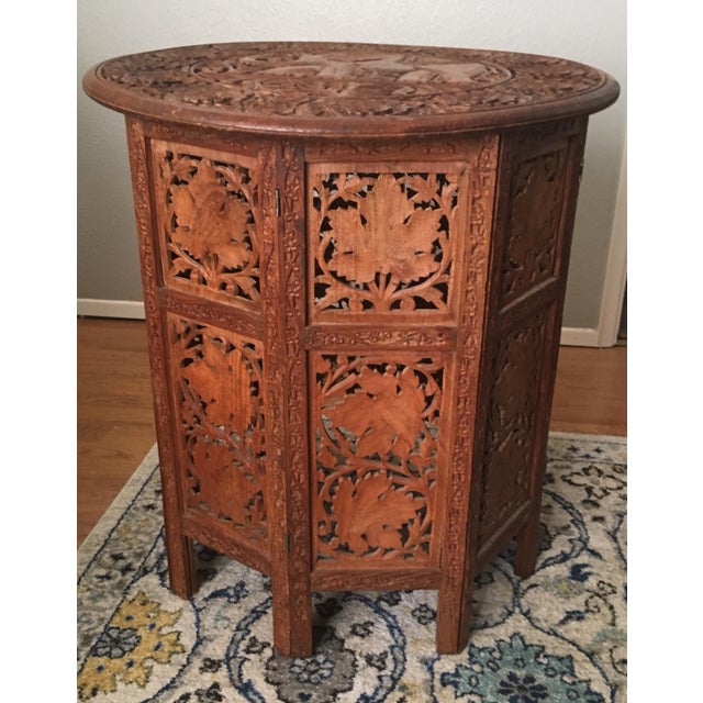 Indian HandCarved Wood Folding Octagonal Side Table Chairish