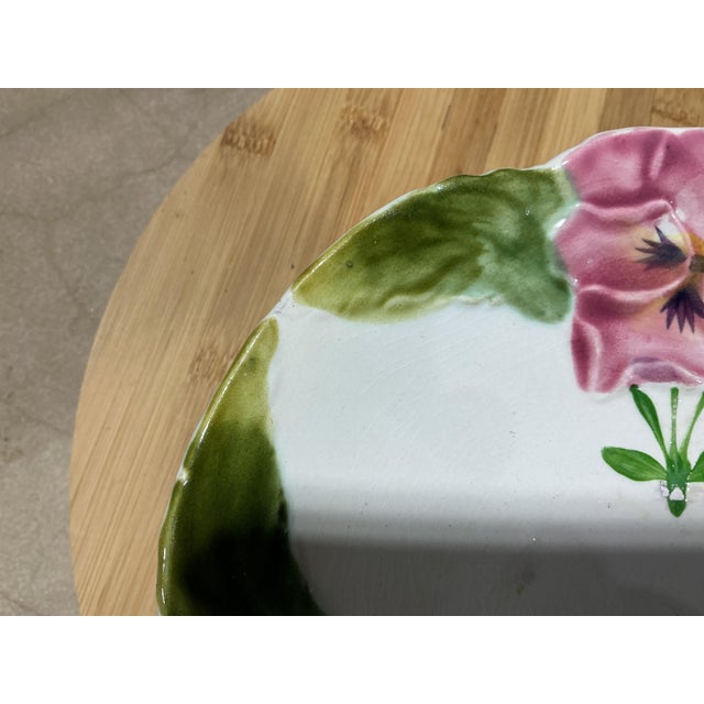 Art Nouveau 19th Century French Majolica Pansy Footed Compote by Choisy-Le-Roi (H. Boulenger & Cie) For Sale - Image 3 of 6