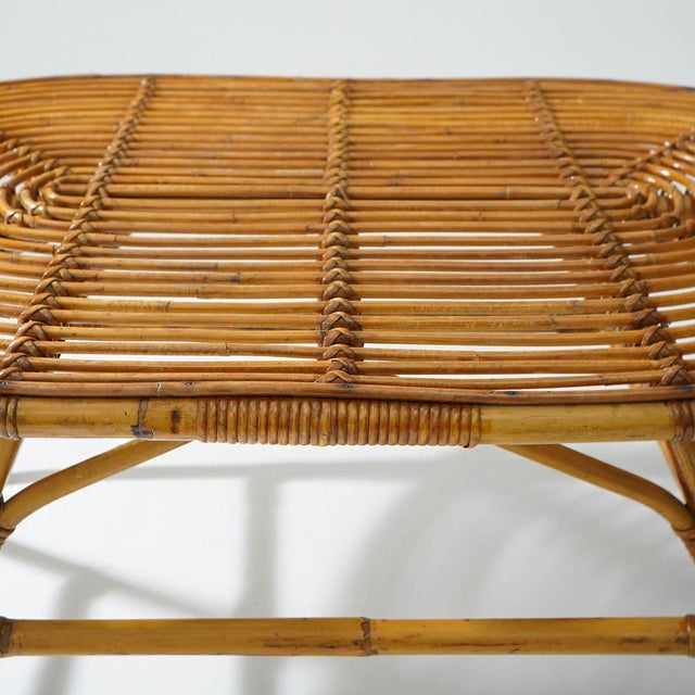 Wicker Coffee Table with Oval Top, 1950s For Sale - Image 10 of 15