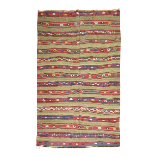Antique Tribal Kilim, 5' X 7'9'' For Sale