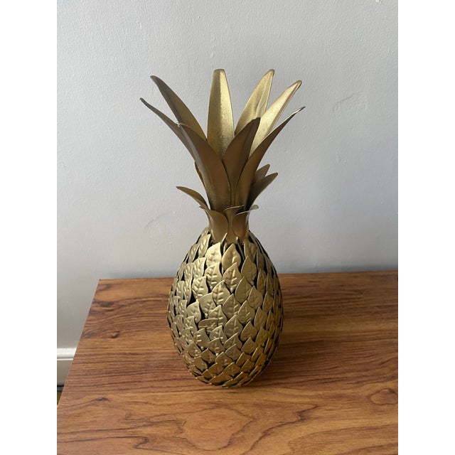 Vintage Gilt Metal Gold Tone Pineapple Sculpture For Sale - Image 11 of 12