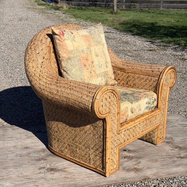 Late 20th Century Late 20th Century Ralph Lauren Attributed Wicker Rattan Lounge Chair For Sale - Image 5 of 11