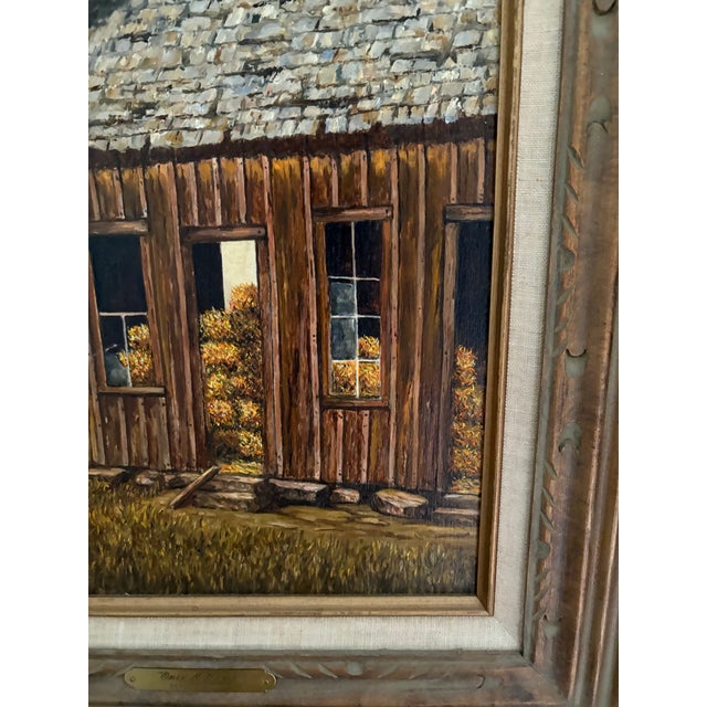 1970s 1974 Original Painting of a Barn Titled “Once a Home” For Sale - Image 5 of 7