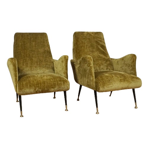 Mid-Century Italian Lounge Chairs by Marco Zanuso, 1950s, Set of 2 For Sale