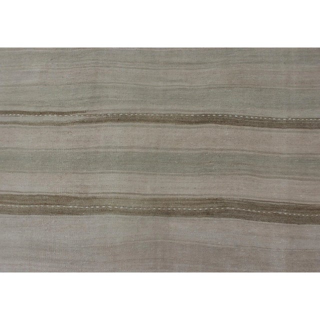 Brown Large Gallery Runner Vintage Turkish Kilim Stripes in Light Camel and Neutral Tone For Sale - Image 8 of 12