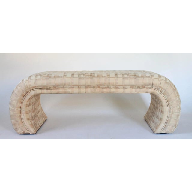 Vintage waterfall bench by Bernhardt Flair. It is cream colored with the slightest hints of rose gold. Makers mark on...